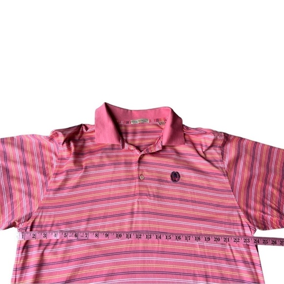 Peter Millar Men’s Double Mercerized Pink Striped Golf Polo Shirt, Size XL - Picture 7 of 8